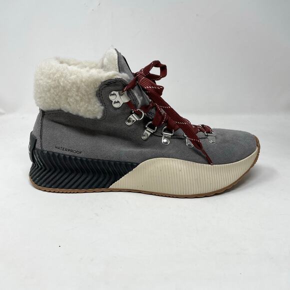 Sorel Out N About lll 3 Conquest Waterproof Suede Shearling Short Boots gray 8 - Picture 2 of 11